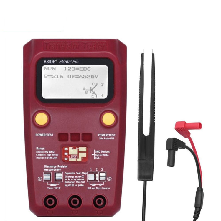 BSIDE ESR02 Pro Tabella di test per transistor digitali M328 Tester ESR di capacità di induttanza di resistenza BSIDE ESR02 Pro Tabella di test per transistor digitali M328 Tester ESR di capacità di induttanza di resistenza